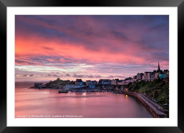 Tenby Sunrise Framed Mounted Print by Phil Buckle