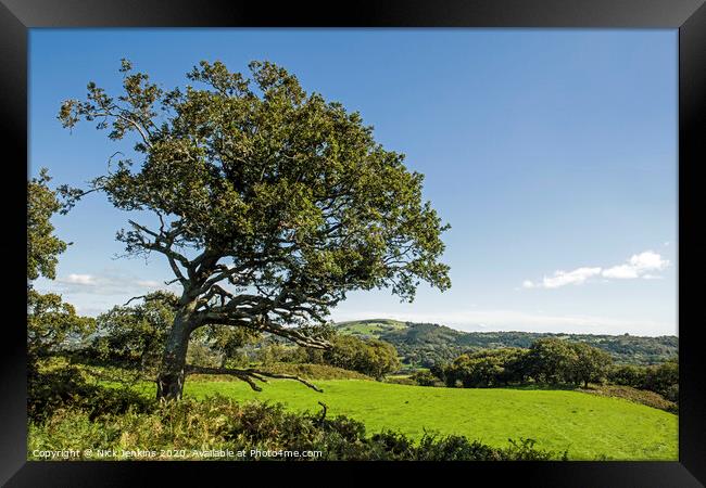 View of countryside below the Caerau Fort Framed Print by Nick Jenkins