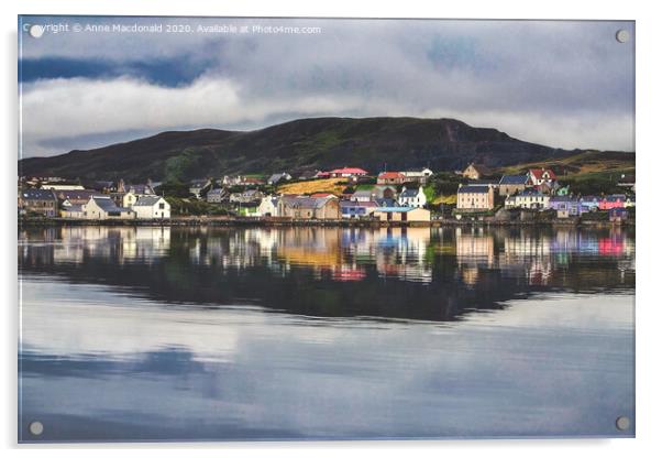 Scalloway Reflections, Shetland, UK. Acrylic by Anne Macdonald