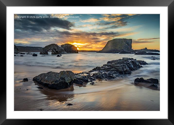 Elephant Rock Ballintoy Sunset County Antrim Coast Framed Mounted Print by Chris Curry