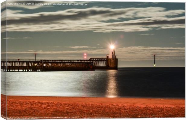 Blyth beach by night Canvas Print by Aimie Burley