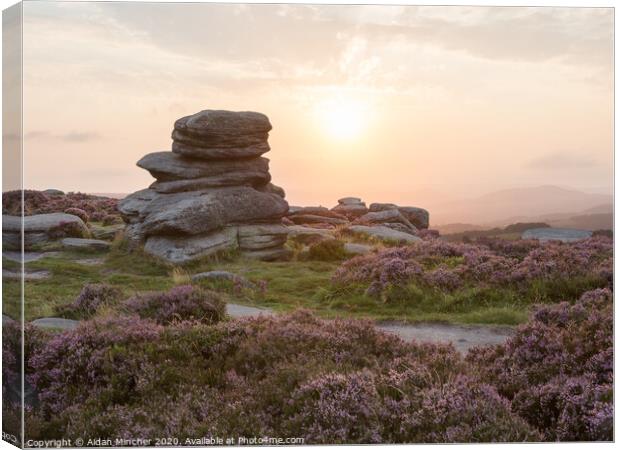 Sunset at Over Owler Tor Canvas Print by Aidan Mincher