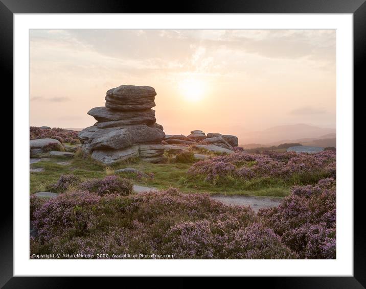 Sunset at Over Owler Tor Framed Mounted Print by Aidan Mincher