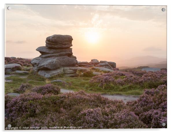 Sunset at Over Owler Tor Acrylic by Aidan Mincher