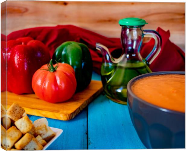 View of gazpacho, a typical Spanish meal Canvas Print by Andres Barrionuevo