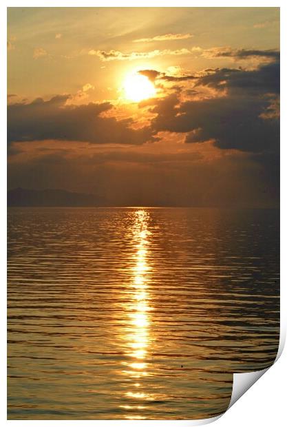 Setting sun over Firth of Clyde Print by Allan Durward Photography
