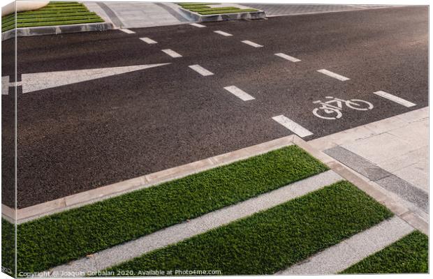 Design of new integrated bike lanes in a pedestrian friendly environment Canvas Print by Joaquin Corbalan