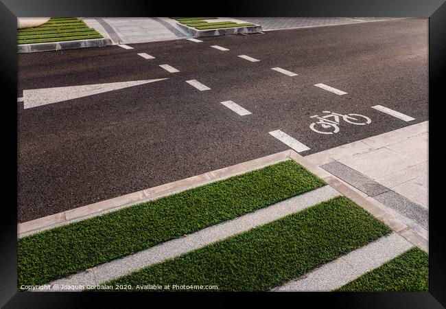 Design of new integrated bike lanes in a pedestrian friendly environment Framed Print by Joaquin Corbalan
