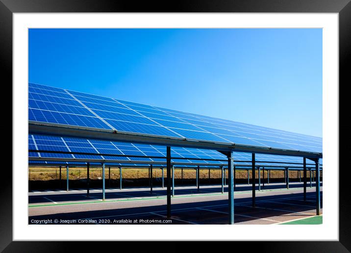 A car park converted into an installation of solar panels to convert into electricity. Framed Mounted Print by Joaquin Corbalan