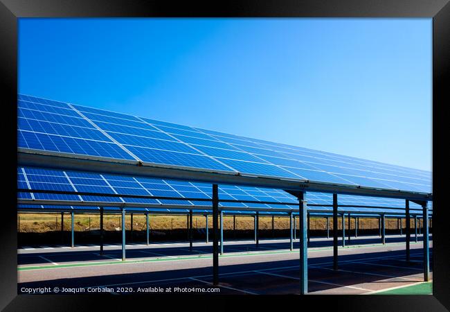 A car park converted into an installation of solar panels to convert into electricity. Framed Print by Joaquin Corbalan