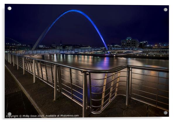 Millennium Bridge Newcastle Acrylic by Phillip Dove LRPS