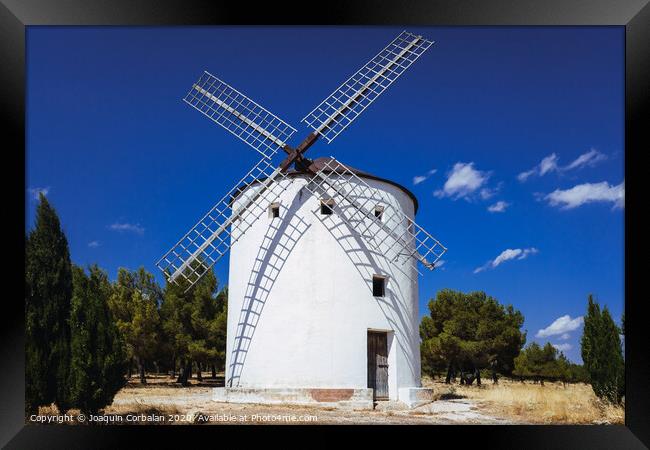 Traditional windmill of La Mancha, in Spain, protagonist of the famous novel Don Quixote. Framed Print by Joaquin Corbalan
