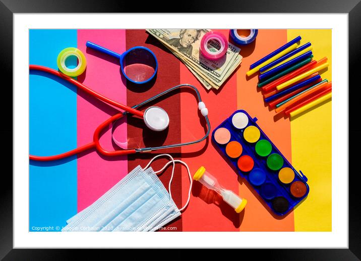 School supplies cost money back to school after the pandemic. Framed Mounted Print by Joaquin Corbalan
