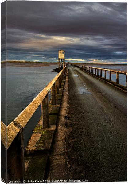 Holy Island Causeway and Refuge Canvas Print by Phillip Dove LRPS