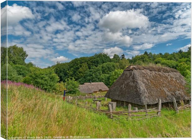 Iron age settlement living museum near Vingsted Vejle, Denmark Canvas Print by Frank Bach