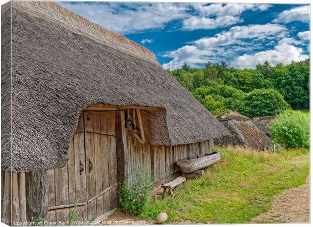 Iron age settlement living museum near Vingsted Vejle, Denmark Canvas Print by Frank Bach