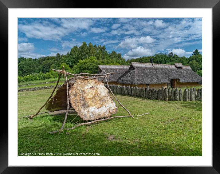 Iron age settlement living museum near Vingsted Vejle, Denmark Framed Mounted Print by Frank Bach