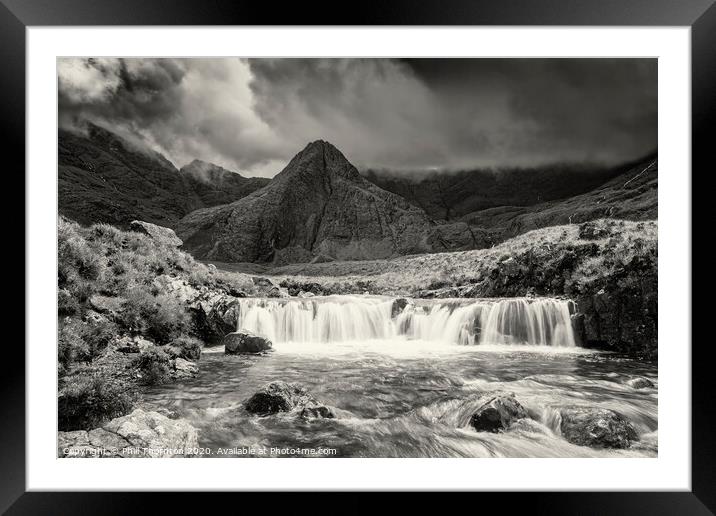 Clam before the storm, Fairy Pools. B&W Framed Mounted Print by Phill Thornton
