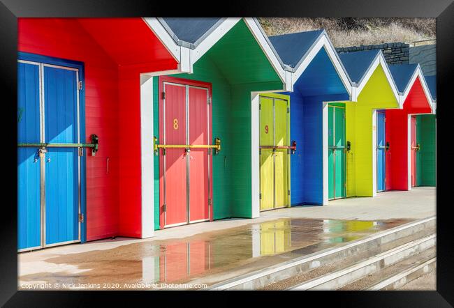 Abstract Multi Coloured Beach Huts Barry Island Framed Print by Nick Jenkins
