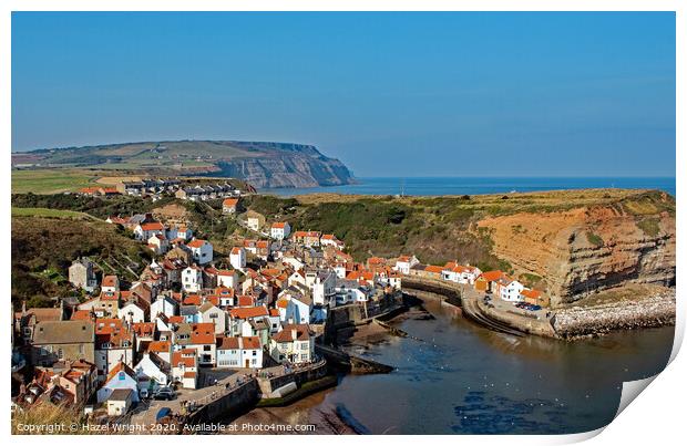 Staithes harbour Print by Hazel Wright