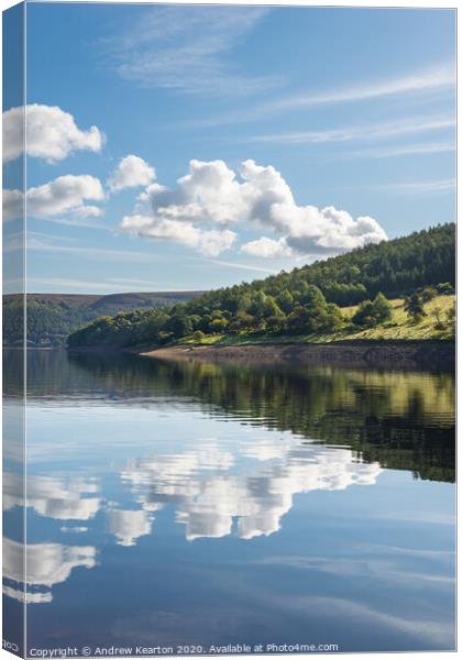 Ladybower Reservoir reflections Canvas Print by Andrew Kearton