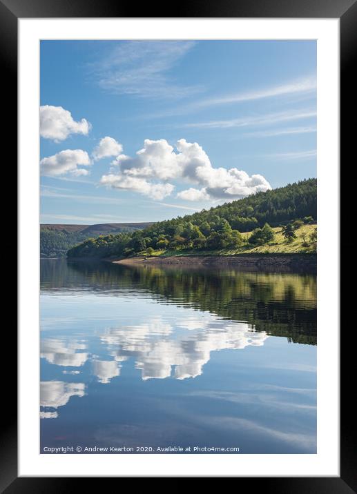 Ladybower Reservoir reflections Framed Mounted Print by Andrew Kearton