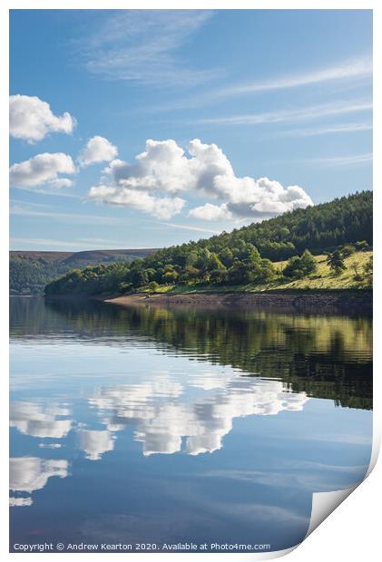 Ladybower Reservoir reflections Print by Andrew Kearton