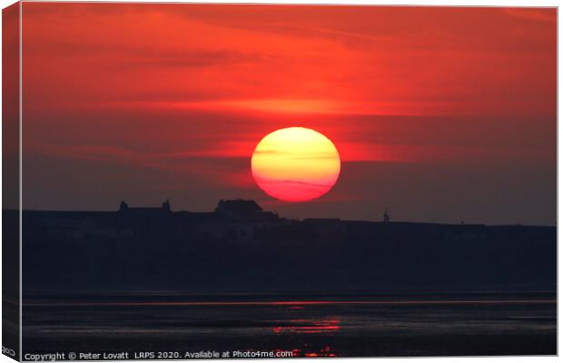 Sunset over Hilbre Island Canvas Print by Peter Lovatt  LRPS