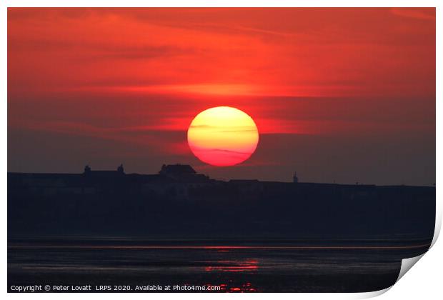 Sunset over Hilbre Island Print by Peter Lovatt  LRPS