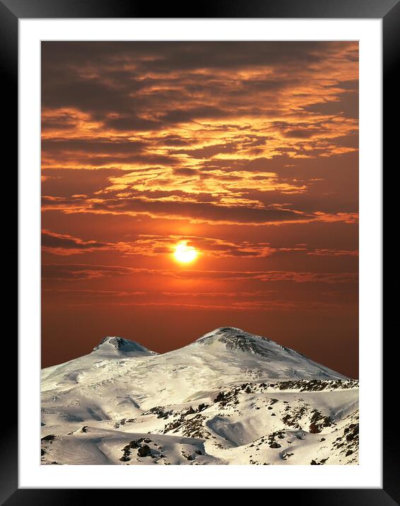 Mountain Elbrus. Framed Mounted Print by Mikhail Pogosov