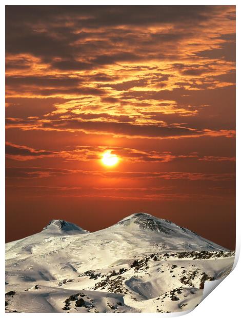 Mountain Elbrus. Print by Mikhail Pogosov