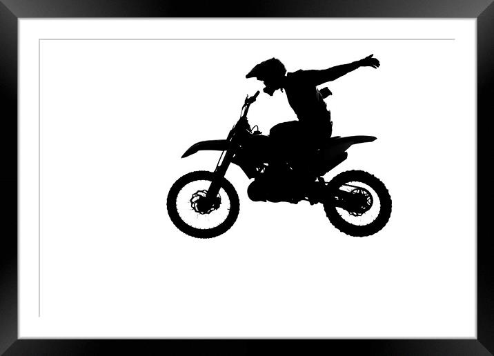 Motorcircle rider silhouette Framed Mounted Print by Mikhail Pogosov