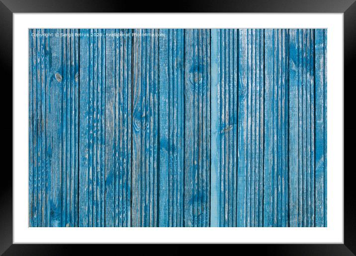Old wooden boards and shabby paint, wood texture Framed Mounted Print by Sergii Petruk
