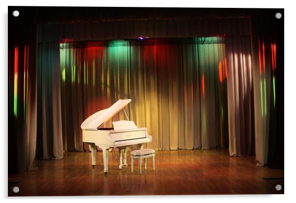 White Grand piano Acrylic by Mikhail Pogosov