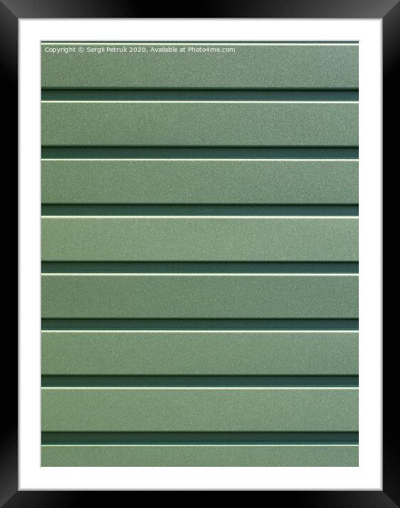 Green corrugated steel sheet with vertical guides. Framed Mounted Print by Sergii Petruk