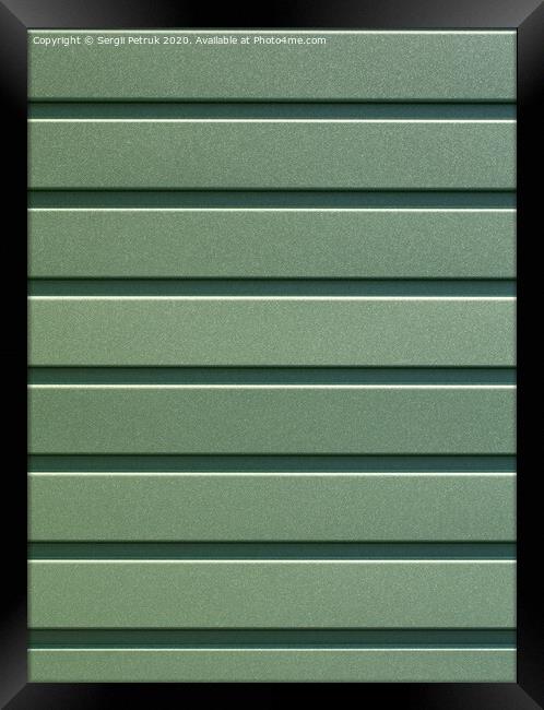 Green corrugated steel sheet with vertical guides. Framed Print by Sergii Petruk