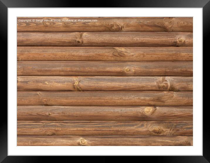 Brown log wooden wall texture Framed Mounted Print by Sergii Petruk