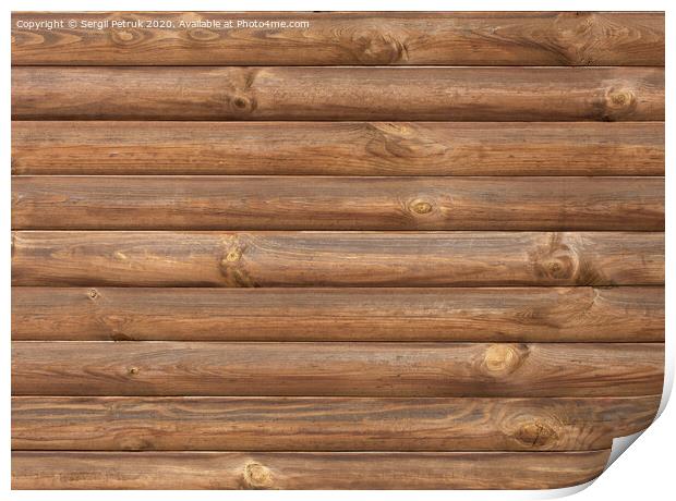 Brown log wooden wall texture Print by Sergii Petruk