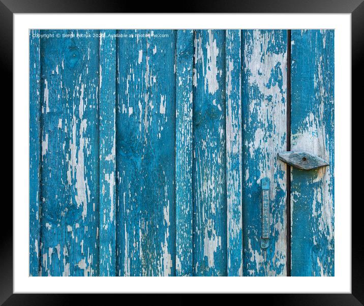 Old wooden door, boards, shabby paint, wooden texture Framed Mounted Print by Sergii Petruk
