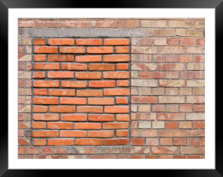 Immured bricked-up window on an old brick wall Framed Mounted Print by Sergii Petruk