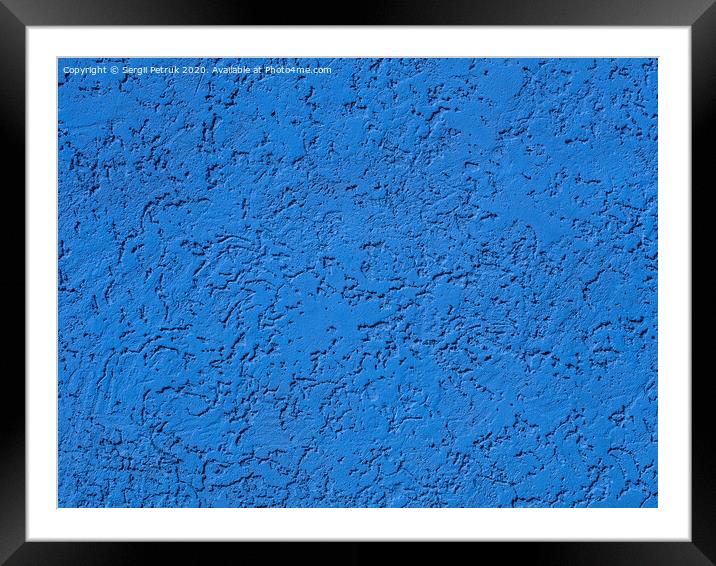 Blue plaster on wall, plasterwork, sand texture Framed Mounted Print by Sergii Petruk