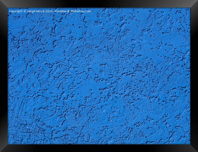 Blue plaster on wall, plasterwork, sand texture Framed Print by Sergii Petruk