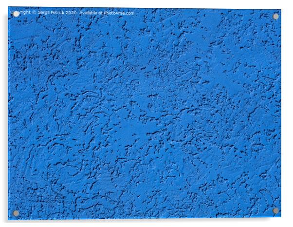 Blue plaster on wall, plasterwork, sand texture Acrylic by Sergii Petruk