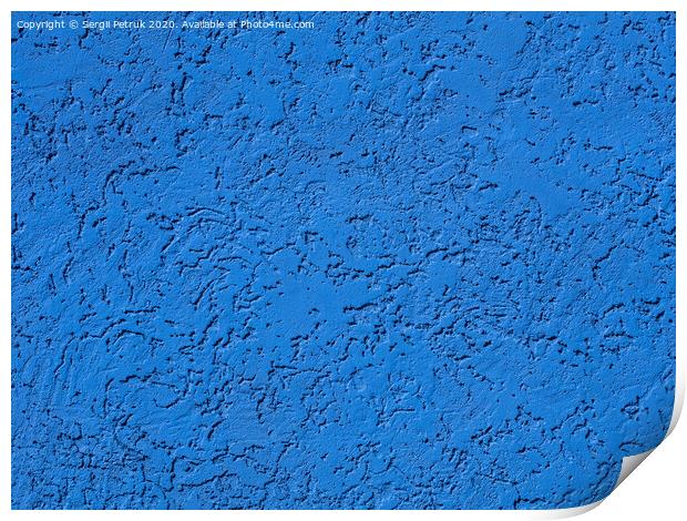Blue plaster on wall, plasterwork, sand texture Print by Sergii Petruk