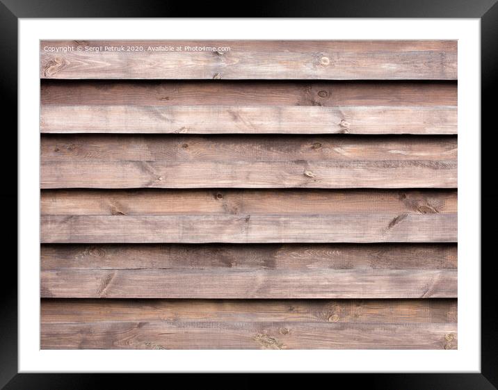 Texture of a wooden fence with a new horizontal brown background Framed Mounted Print by Sergii Petruk