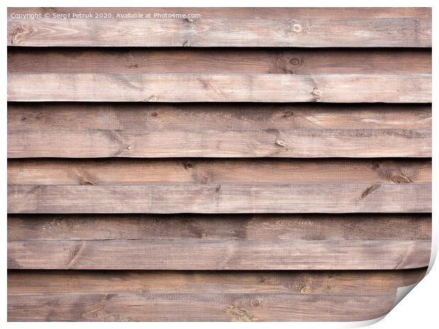 Texture of a wooden fence with a new horizontal brown background Print by Sergii Petruk