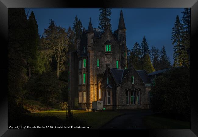 Benmore House At Night Framed Print by Ronnie Reffin
