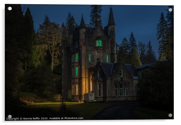 Benmore House At Night Acrylic by Ronnie Reffin