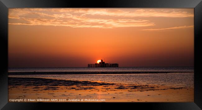 Sunset over the old pier head Framed Print by Eileen Wilkinson ARPS EFIAP