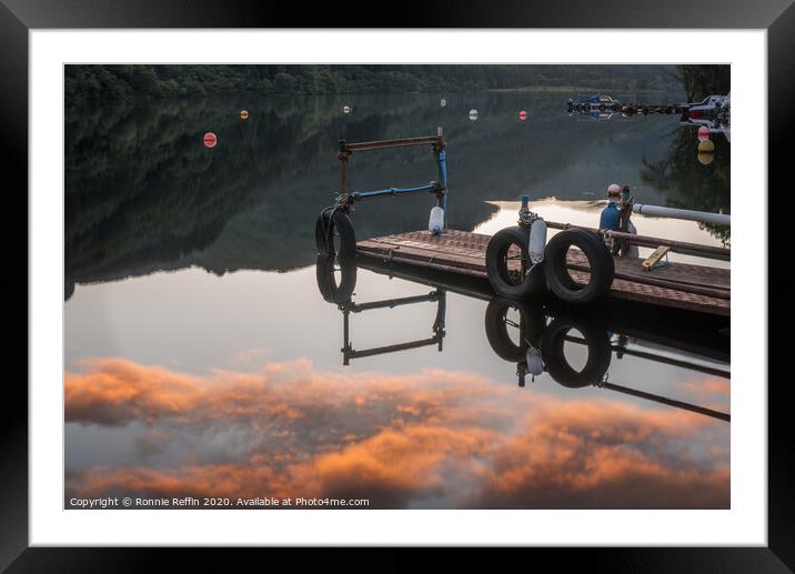 Jetty Reflected Framed Mounted Print by Ronnie Reffin